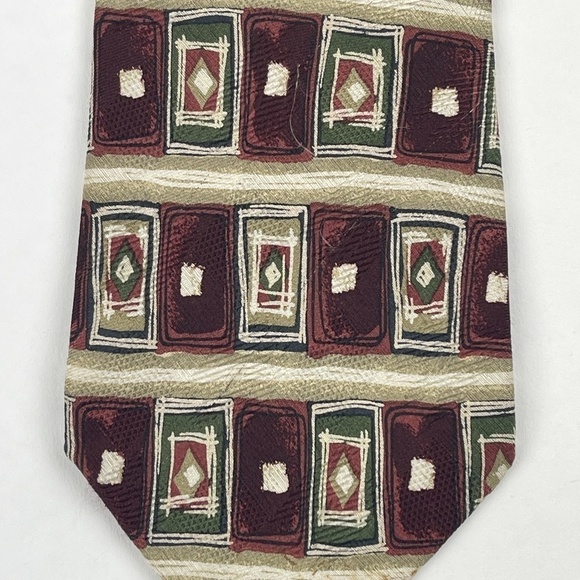 Jonathan Wachtel Tie Mens Red Tan - Picture 4 of 6